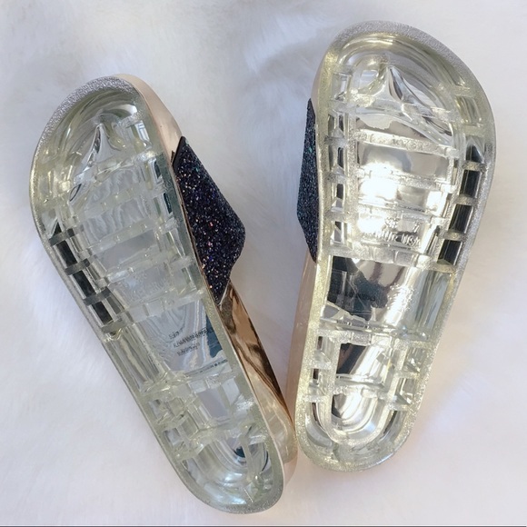 Black Glitter Slide W/ Gold Sole Metallic - Picture 4 of 6